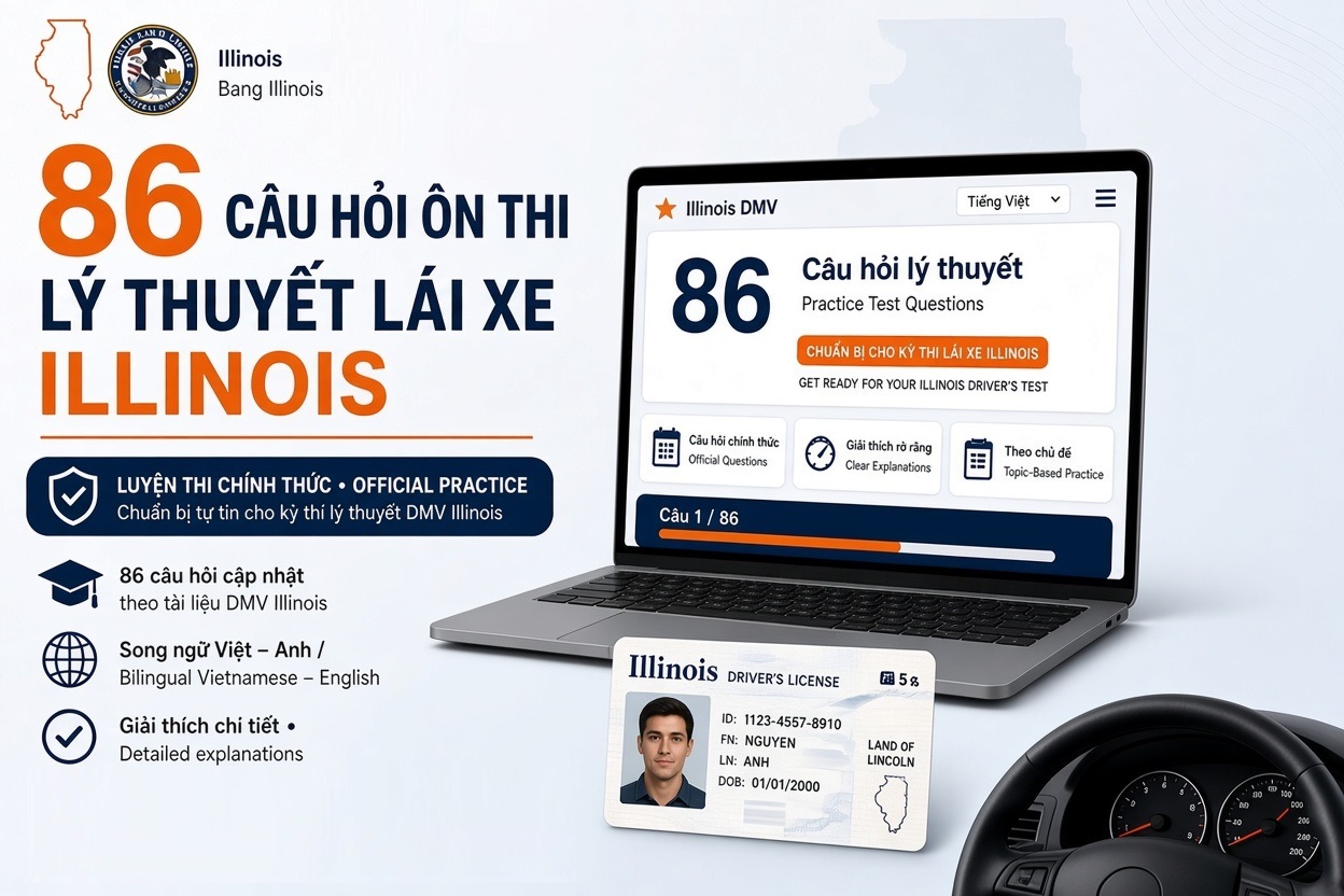 86 câu hỏi ôn thi lý thuyết lái xe Illinois (Anh - Việt)